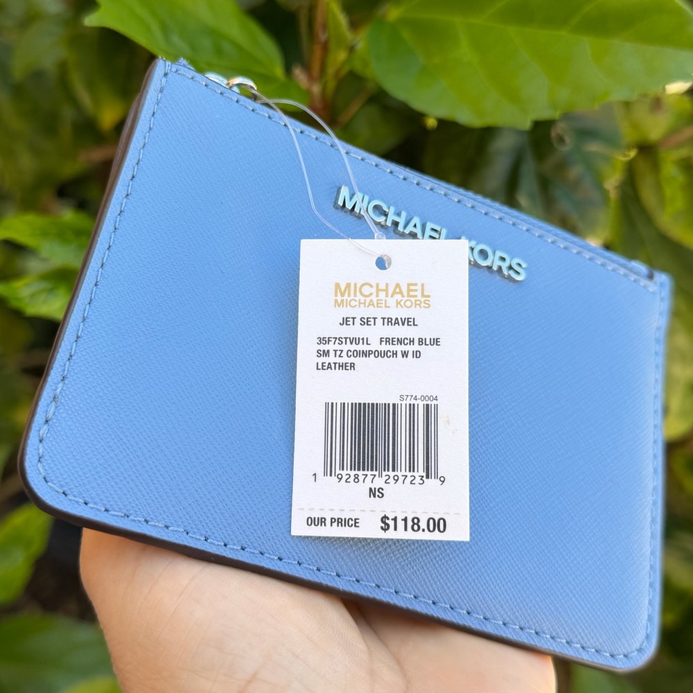 Michael Kors Jet Set Coin Pouch Card ID Holder Wallet French Blue - Picture 7 of 11